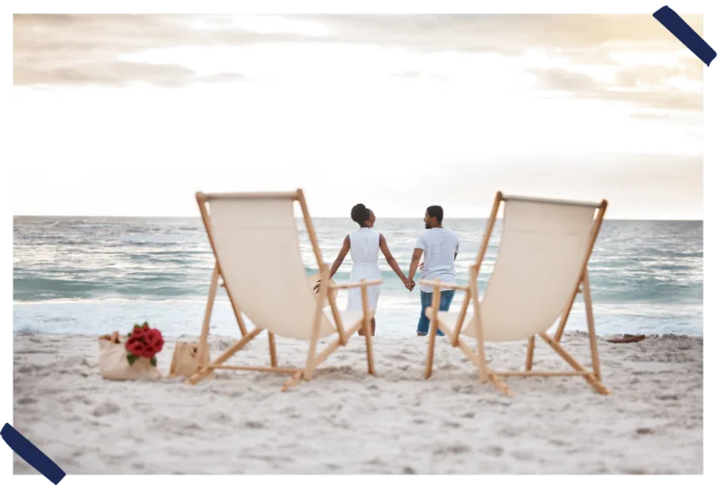 Couple enjoying their anniversary trip funded by their friends and family
